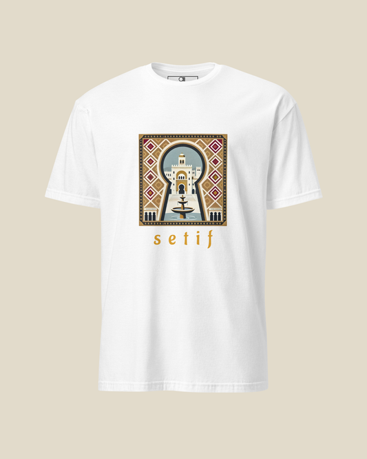 T-shirt Sétif qalbi vue de face – design arche Aïn El Fouara de Sétif