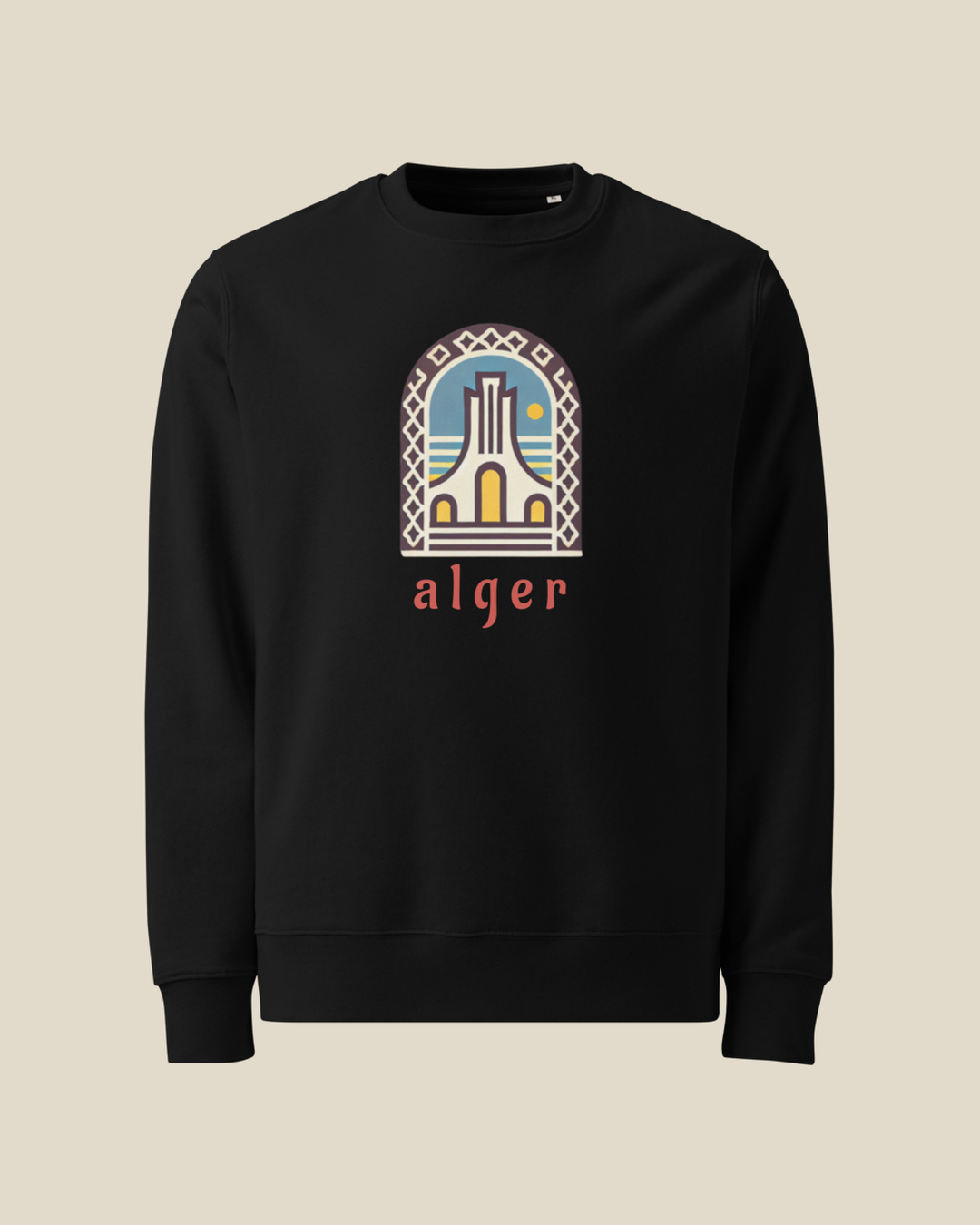 Sweatshirt Alger qalbi vue de face – design Monument des Martyrs d'Alger