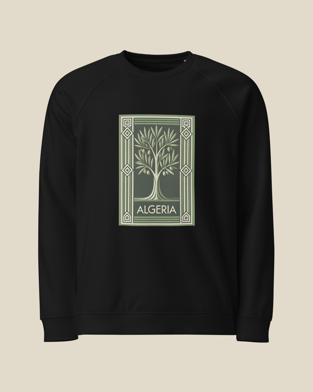 Sweatshirt Algérie olivier qalbi vue de face – design olivier art-déco