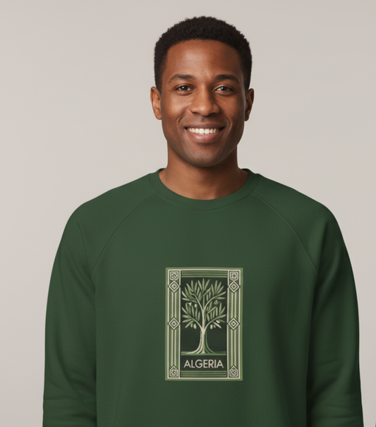 Sweatshirt olivier Algérie qalbi porté, vert
